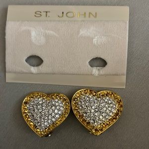 St. John new/old stock heart clip earrings